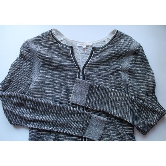Maje Madame Fine Knit Cardigan Metallic Silver Size 1/ Small - Picture 4 of 10